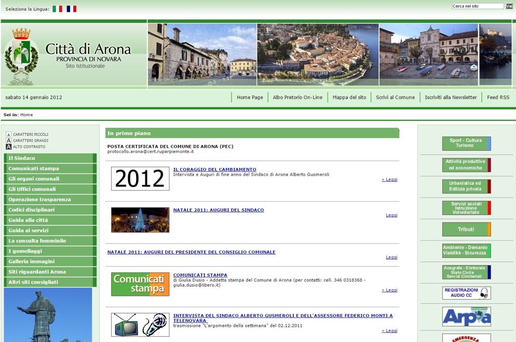 Il sito web istituzionale nel 2012